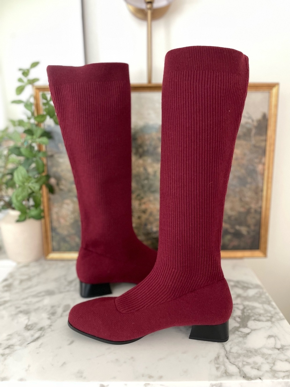 Vivaia Tara Pro Knee High Wool Boots Size 11 Bordeaux Red Burgundy Water Repell